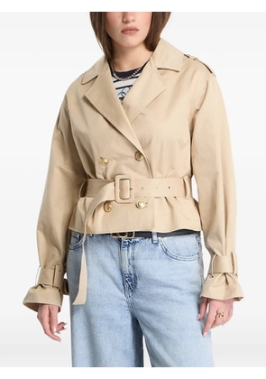GUESS USA double-breasted belted cropped trenchcoat - Neutrals