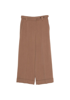Brunello Cucinelli cuffed wide-leg wool trousers - Brown