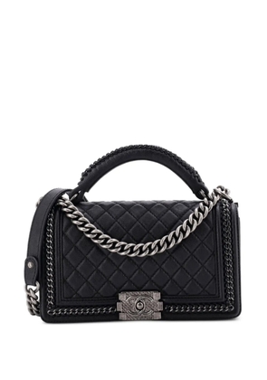 CHANEL Pre-Owned Chain Handle Boy Flap Bag Quilted Grained Calfskin Old Medium shoulder bag - Black
