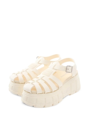 Miu Miu Pre-Owned round-toe platform sandals - Neutrals