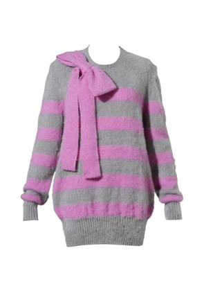 ANDREJ GRONAU bow-detail striped sweater - Grey