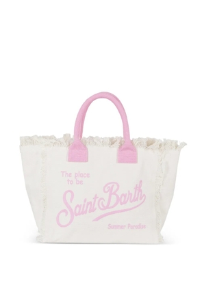 MC2 Saint Barth Vanity logo-embroidered frayed tote bag - White