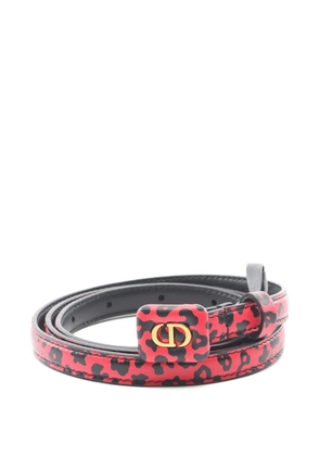 Christian Dior Pre-Owned 2010s CD logo leopard-print belt - Red