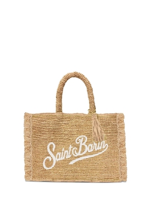 MC2 Saint Barth Vanity fringed raffia mini tote bag - Neutrals