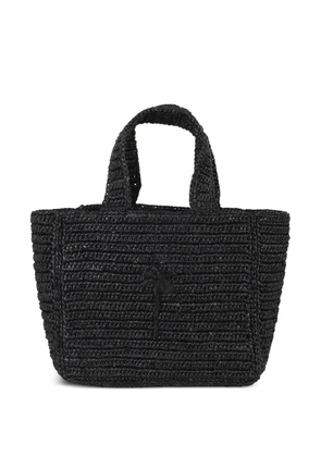 Manebi palm-tree embroidered raffia tote bag - Black