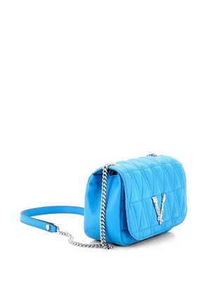 Versace Pre-Owned Virtus Chain Flap Shoulder Bag Quilted Leather Mini crossbody bag - Blue