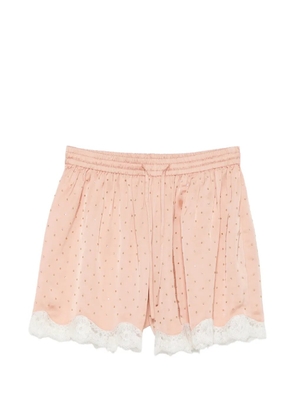 SANDRO lace-trim rhinestone-embellished shorts - Neutrals