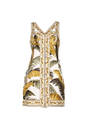 FARM Rio leaf-print mini dress - Neutrals