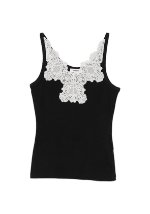 SANDRO lace-trim ribbed-knit top - Black