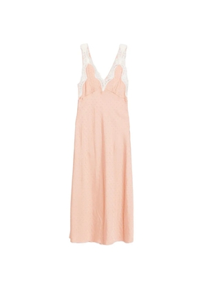 SANDRO lace-trim rhinestone-embellished midi dress - Neutrals