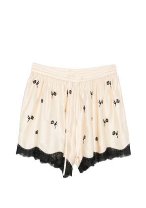 SANDRO embroidered lace-trim shorts - Yellow