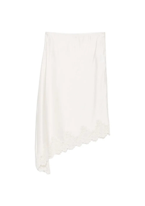 SANDRO lace-trim asymmetric midi skirt - Neutrals