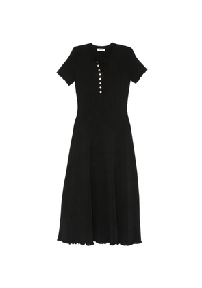 SANDRO buttoned ribbed-knit midi dress - Black