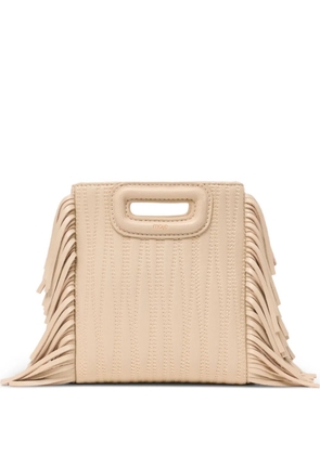 Maje mini M fringed tote bag - Neutrals