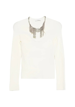 Pacos crystal-embellished cut-out sweater - White