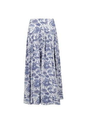 STAUD Procida toile-print gathered skirt - Blue