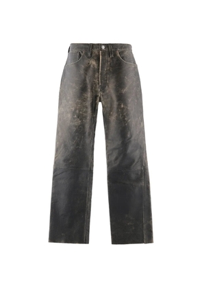 SAINT MXXXXXX faded-effect leather trousers - Black