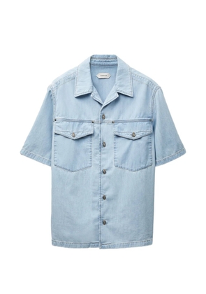 Versace embroidered-logo denim cotton shirt - Blue