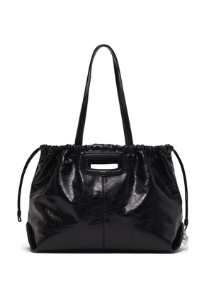 Maje M Tote cracked-leather tote bag - Black