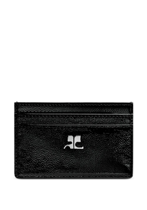 Courrèges logo-plaque naplack card holder - Black