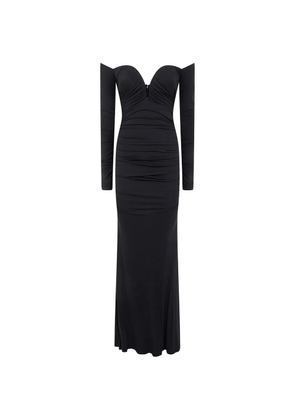 Elisabetta Franchi ruched off-shoulder maxi dress - Black