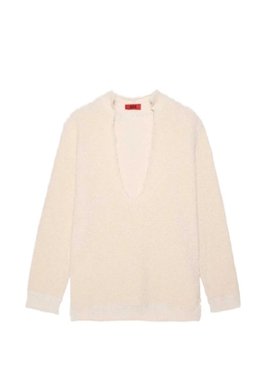 424 deep V-neck bouclé sweater - Neutrals