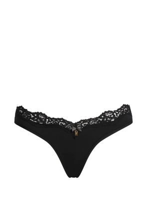 Moschino lace-trim bow-detail thong - Black