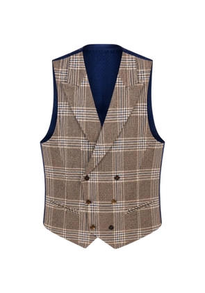 RAMON SANJURJO check-pattern double-breasted waistcoat - Brown