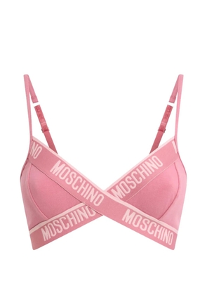 Moschino logo-tape crossover bra - Pink