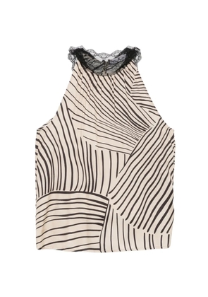 PT Torino lace-trim graphic-print top - Neutrals