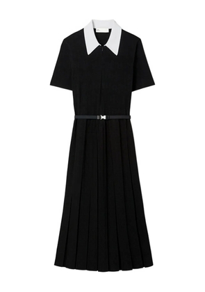 Tory Burch monogram pointelle pleated dress - Black