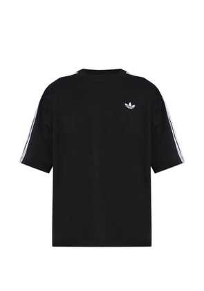 adidas logo-embroidered stripe-detail T-shirt - Black