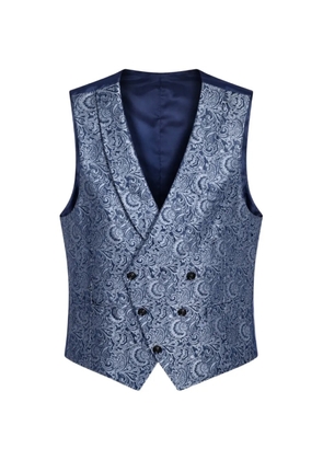 LUIGI BIANCHI MANTOVA paisley-jacquard double-breasted waistcoat - Blue