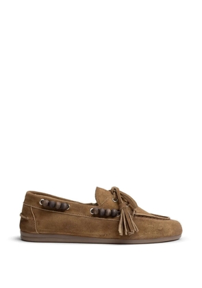 Posa bead-embellished tassel-detail boat shoes - Brown
