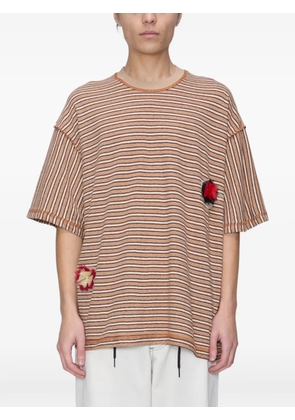 Song For The Mute striped flower-patch T-shirt - Orange