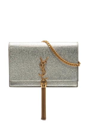Saint Laurent Pre-Owned 2017 Small Metallic Kate Tassel Wallet On Chain crossbody bag - Silver