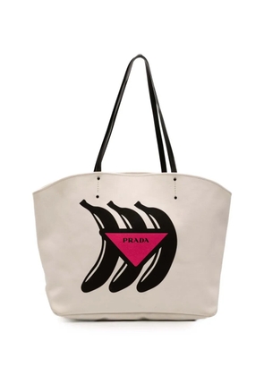 Prada Pre-Owned 2013-2026 Canvas Canapa Printed Banana tote bag - White