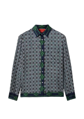 La DoubleJ Mariposa Placée placed-print silk shirt - Blue