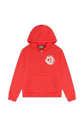 Denim Tears logo-print zip-up hoodie - Red