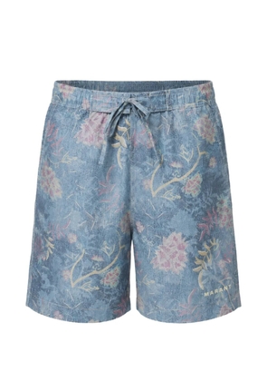 MARANT Herren floral-print drawstring swim shorts - Blue