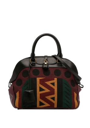 Burberry Pre-Owned 2000-2017 Medium Leather and Canvas Geometric Tapestry Milverton Bag satchel - Red
