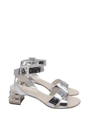 Miu Miu Pre-Owned crystal-embellished patent leather sandals - Silver