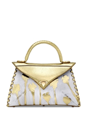 Tyler Ellis x Matt Rogers medium LJ hand-painted leather tote bag - Gold