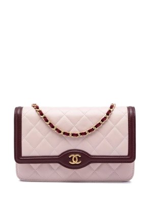 CHANEL Pre-Owned 2016-2017 Mini Quilted Lambskin Two Tone Day Flap crossbody bag - Pink