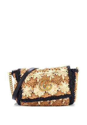 Gucci Pre-Owned GG Marmont Flap Bag Raffia Mini crossbody bag - Black