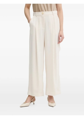 Armani Exchange pleated wide-leg trousers - White
