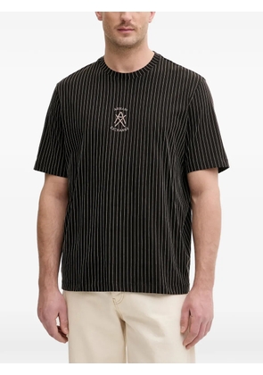 Armani Exchange pinstripe logo-embroidered T-shirt - Black