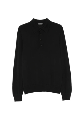 TOM FORD long-sleeve fine-knit polo shirt - Black