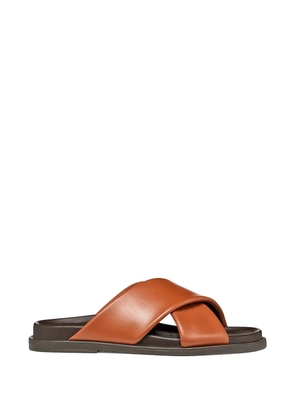 Geox Adelash cross-strap leather slides - Brown