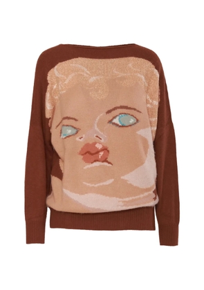 Krizia Pre-Owned 1990-91 intarsia knit sweater - Brown